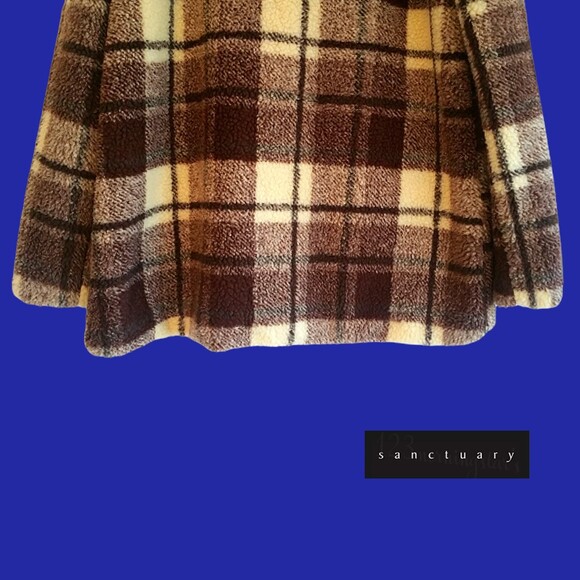 SANCTUARY by Anthropologie NEW Skater Oversized Plaid Teddy Sherpa Jacket Coat L - Picture 9 of 12
